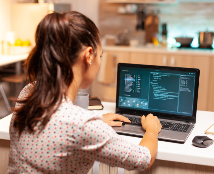 Woman hacker using dangerous virous